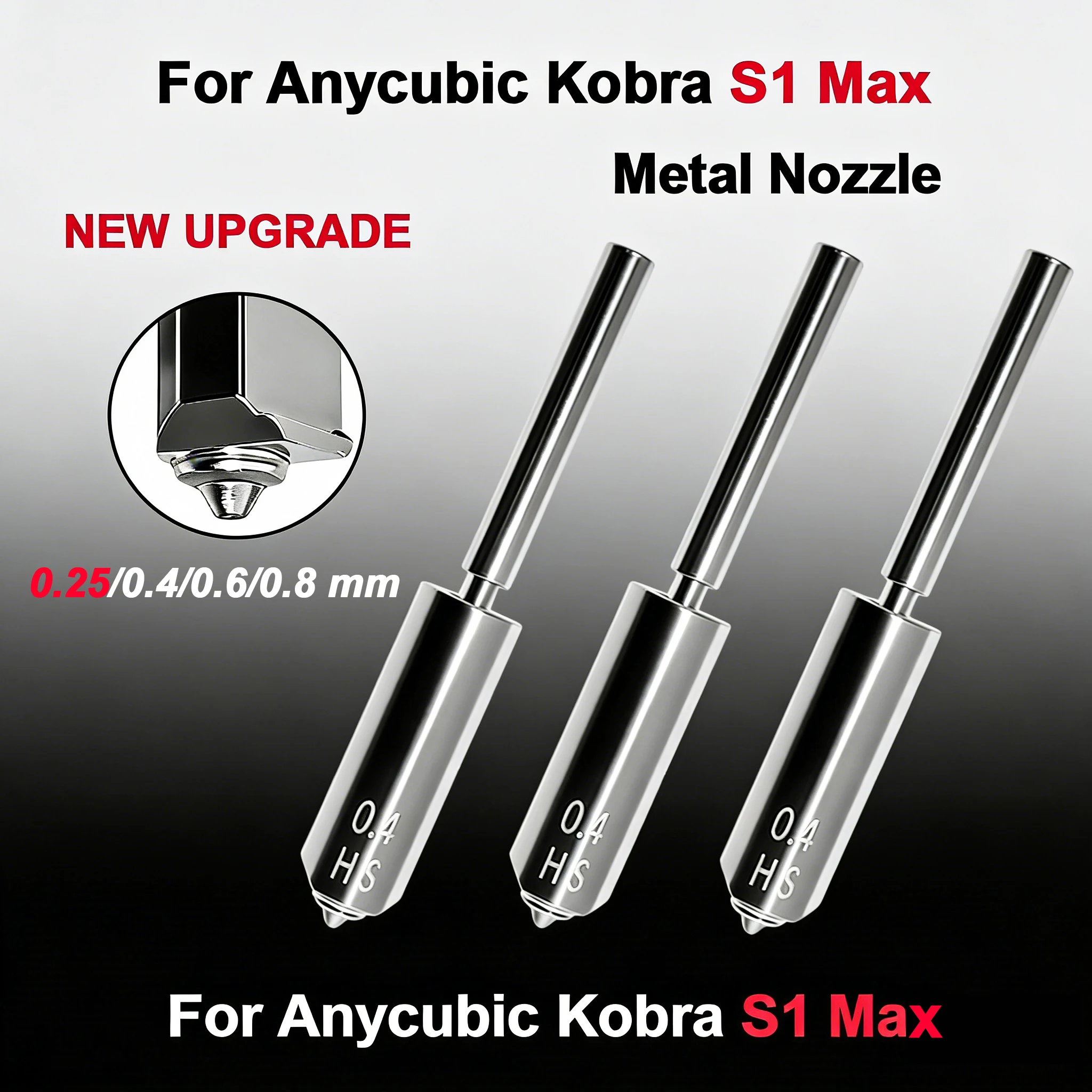 

Улучшенные биметаллические сопла для Anycubic Kobra S1 Max, быстросменные сопла для хотэнда из закаленной стали 0.25/0.4/0.6/0.8 мм, запчасти для 3D-принтеров