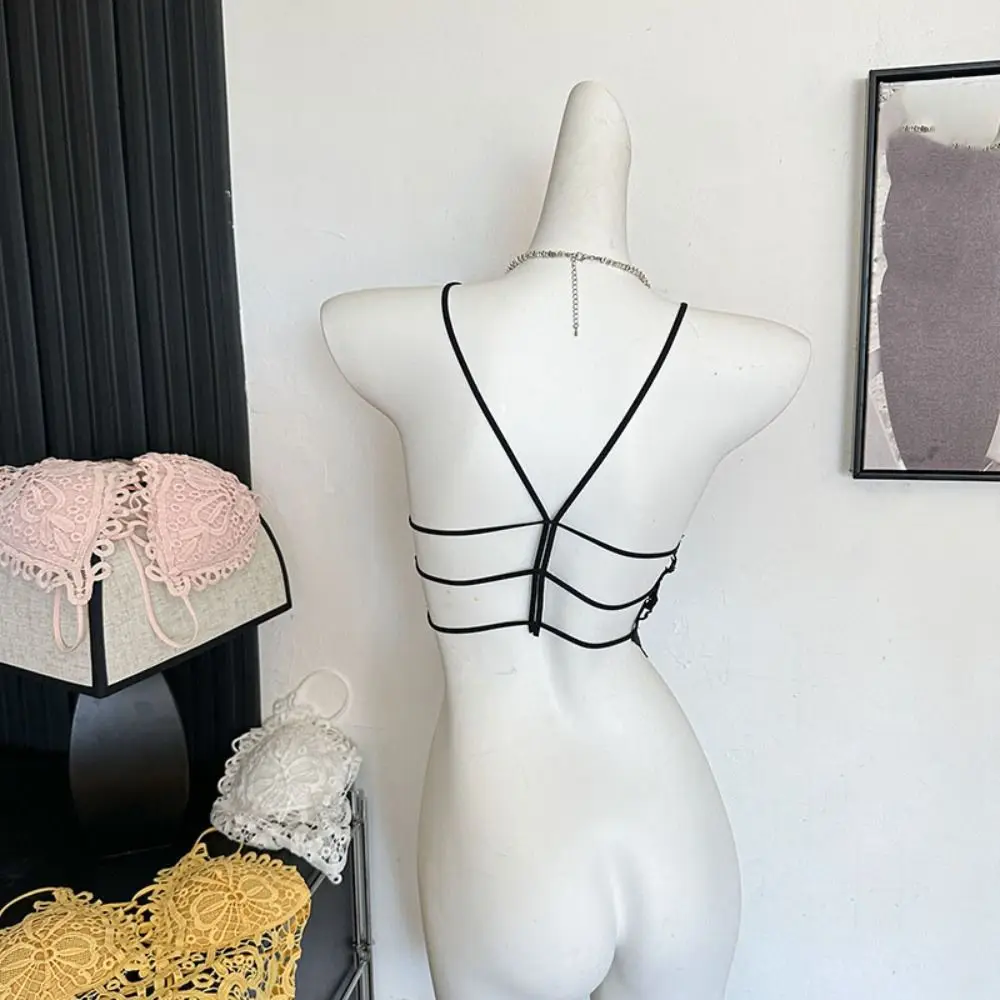 سترة حلوة على الطراز البوهيمي قميص قصير بدون أكمام ملابس بحر عميقة على شكل حرف V حمالة صدر قصيرة ملابس داخلية مفرغة لقضاء العطلات النسائية