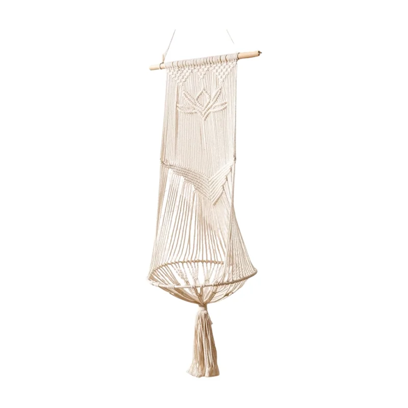 TFTP-Nordic Style Hand-Woven Cotton Rope Hanging Cat Nest Fringe Tapestry Jianyue Home Furnishing Living Room Pet Hammock