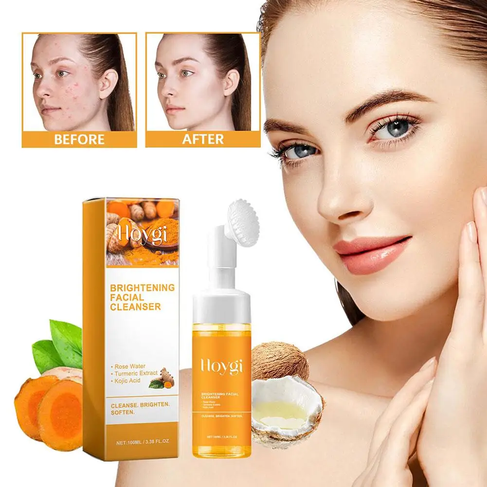 Tuemeric Facial Cleanser for a Radiant Glow Daily Skin Brightening Foaming Face Wash to Even Out Skin Tone, 100ml E5I4