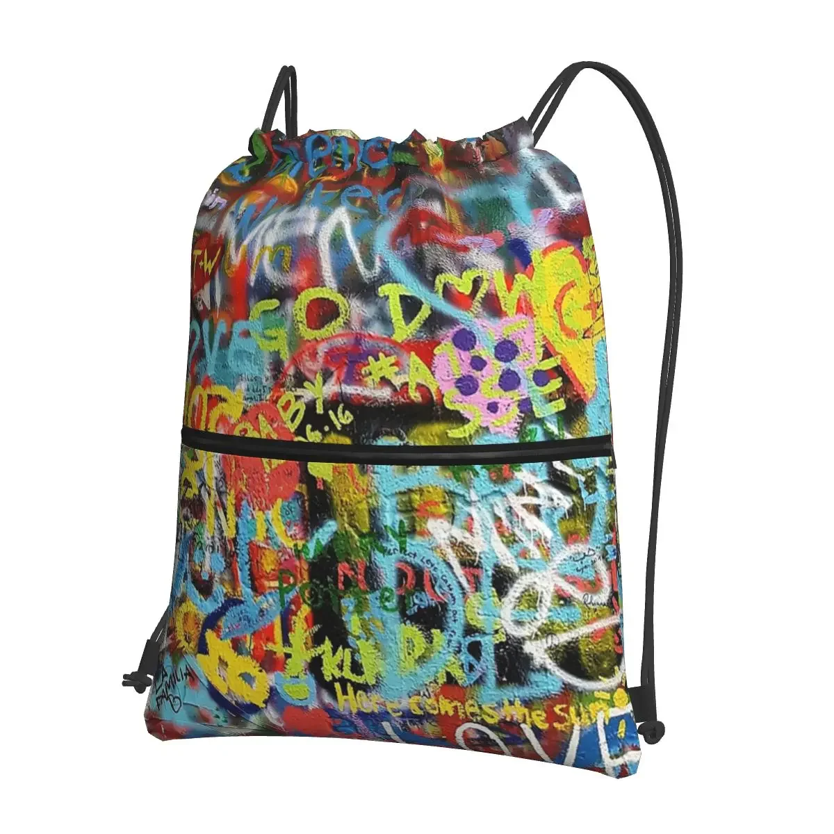 Mochila portátil Wall Art Graffiti, saco de cordão, bolso multifuncional, sapatos sacos para viagem, esporte, homem, mulher