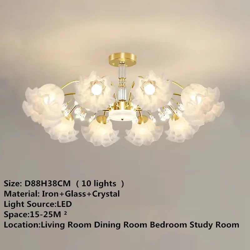 PLLY American Pastoral Pendant Lamp Modern Luxury Living Room Dining Room Bedroom Villa Model Room Home LED Flower Chandelier