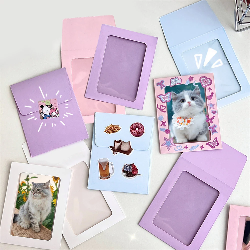 10Pcs/pack Macaron Color Photocard Holder Idol Transparent Card Packaging Envelope Card Sleeve Protective Bag DIY 85mm*11mm