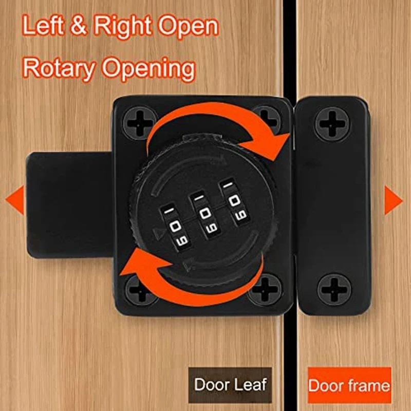 2팩-열쇠가 없는 캐비닛-잠금-검은색-캐비닛-래치,-조합-래치,-조합-잠금