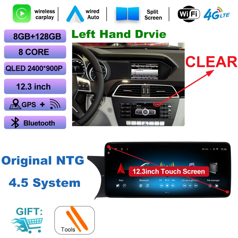 Draadloze CarPlay voor Mercedes Benz C Klasse W204 2007-2014 Auto Multimedia Speler Android Spiegel Link AirPlay Functie Navi GPS