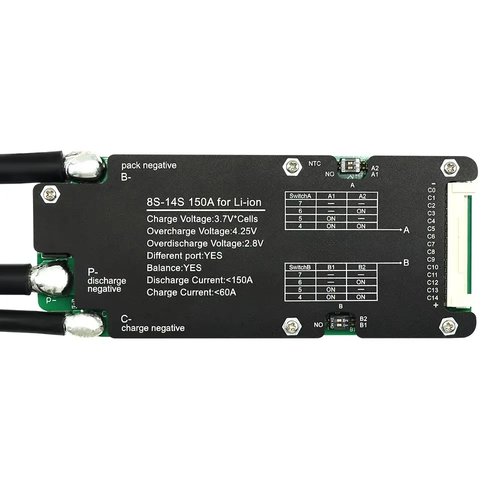 Over-discharge Protection Battery Control Module BMS BMS 8S 10S 12S 14S 24V 36V 48V 150A For Electric Car Batteries