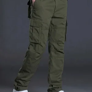 Pantolon kargo pamuk, çok flap cepler, erkek, düz bacak, gevşek, rahat, açık, iş, yürüyüş, taktik Pantolondaki en iyi 10 satış ve açık - №6