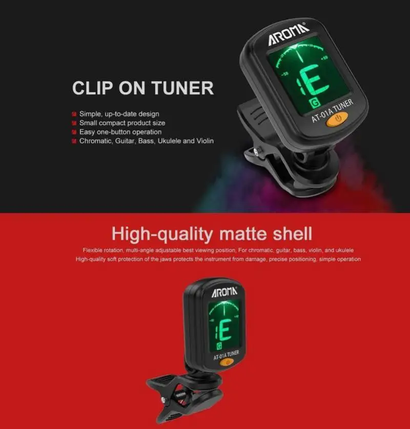 Multifunctional Tuner Rotatable Clip-On Tuner Lcd Display For Chromatic Acoustic Guitar Bass Ukulele Guitar Accessories