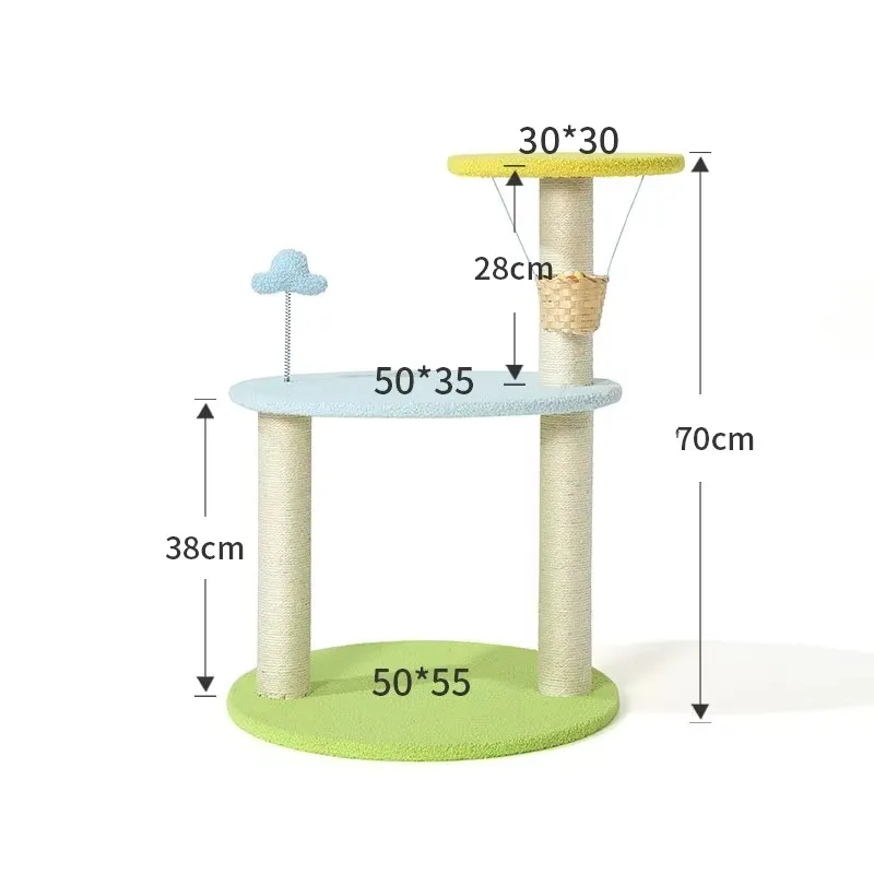 Cat Scratch Rod Climber Treehouse Moderne luxe toren Scratch Rod Krabpaal & Scratch Rod Houten kattenboom