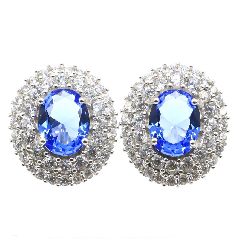 Real 925 Solid Sterling Silver Earrings 17x15mm Jazaz 4.2g Color Changing Zultanite Violet Tanzanite Pink Kunzite