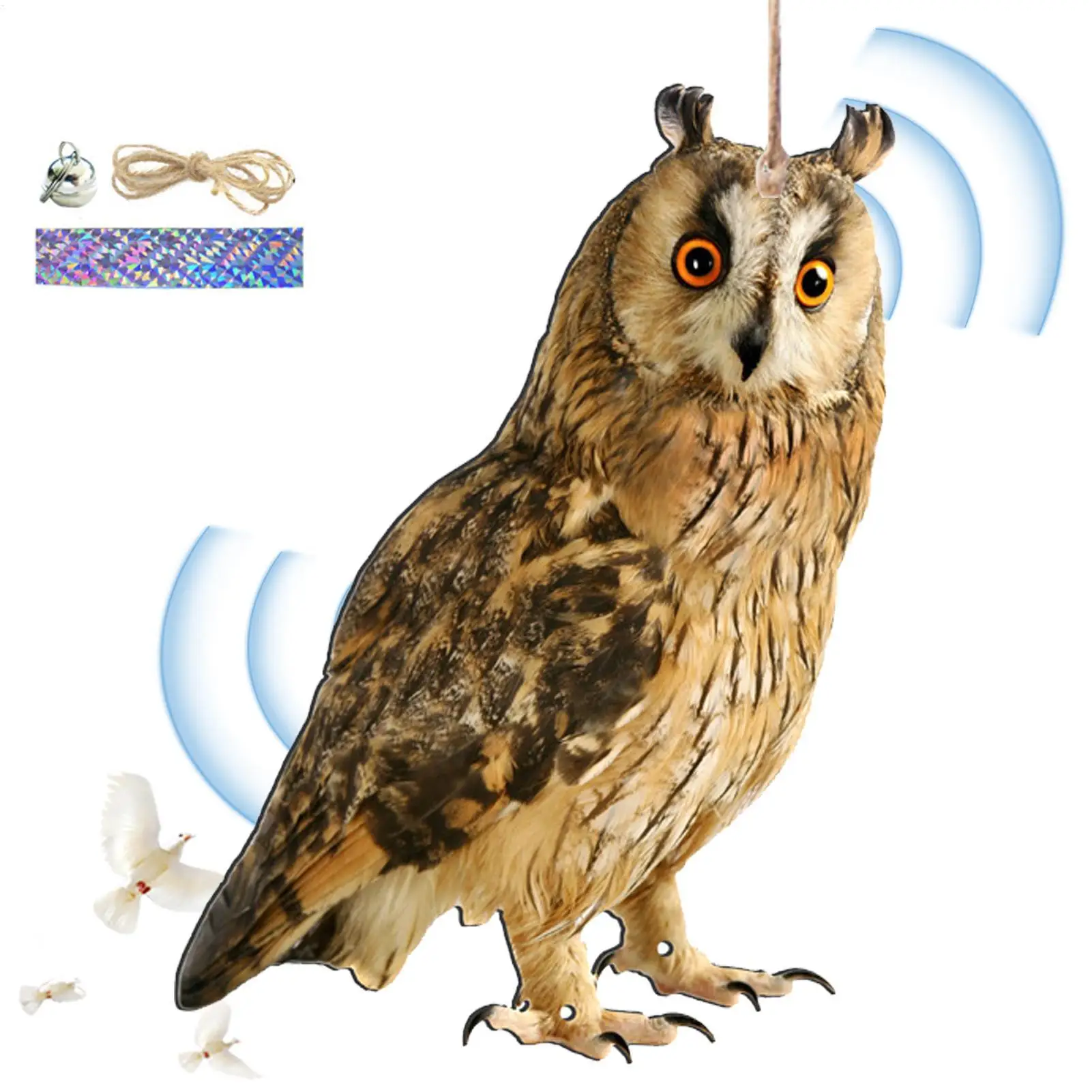 Hanging Bird Repellent Owl Bell Pendant Pastoral Orchard Bird Rustic Style Pendant Courtyard Decoration Bird repelling bell