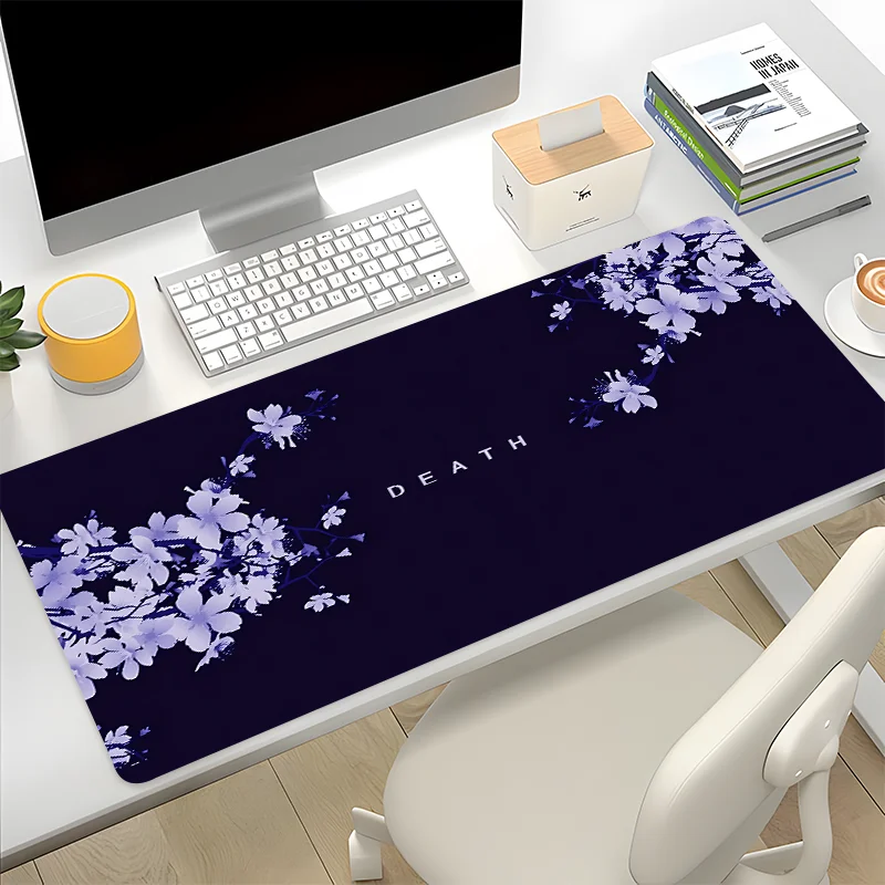 Large game mouse pad Japanese flower Sakura Deep purple natural rubber nonslip desk mat Office keyboard pad durable daily office