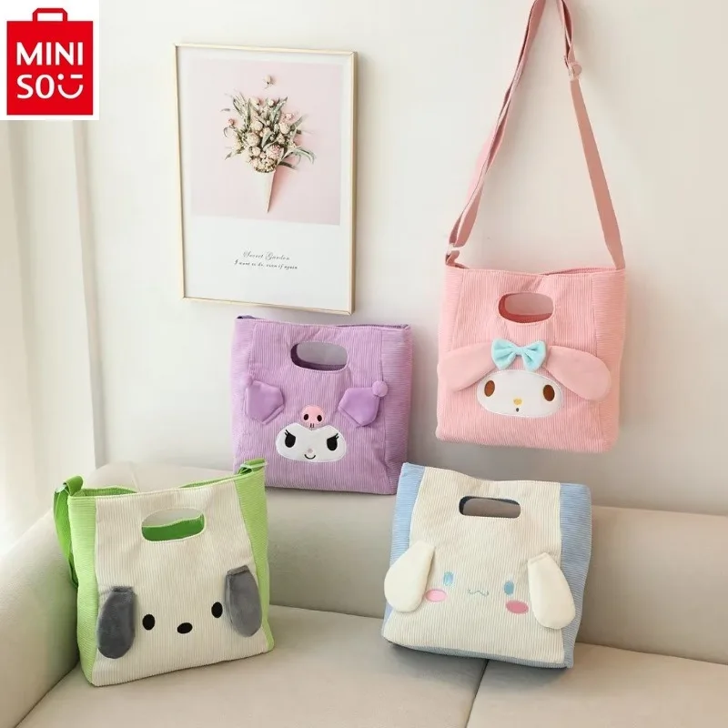 MINISO Sanrio cartoon Kuromi simple wind goes out hand in hand with bill of lading shoulder bag girl heart daily shoulder bag.