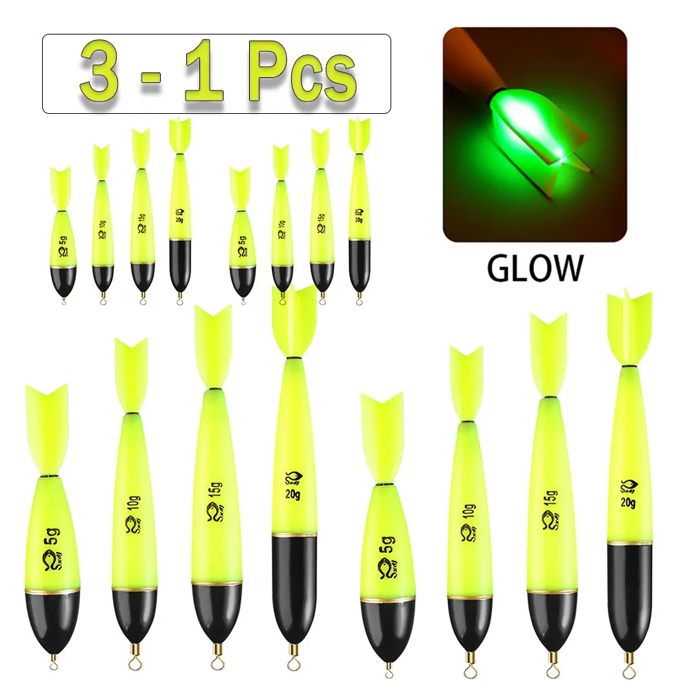 1/2/3 Pcs Night Fishing Float Light Stick Luminous Night Fishing Light Up Bobbers Fishing Accessories for Sea Ocean Rock Fishing