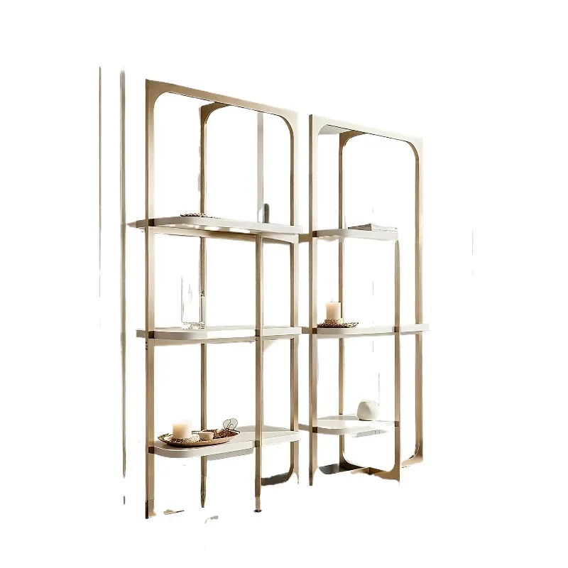 Stainless steel floor-mounted bookshelf, large-capacity multi-layer finishing and storage rack in the living room