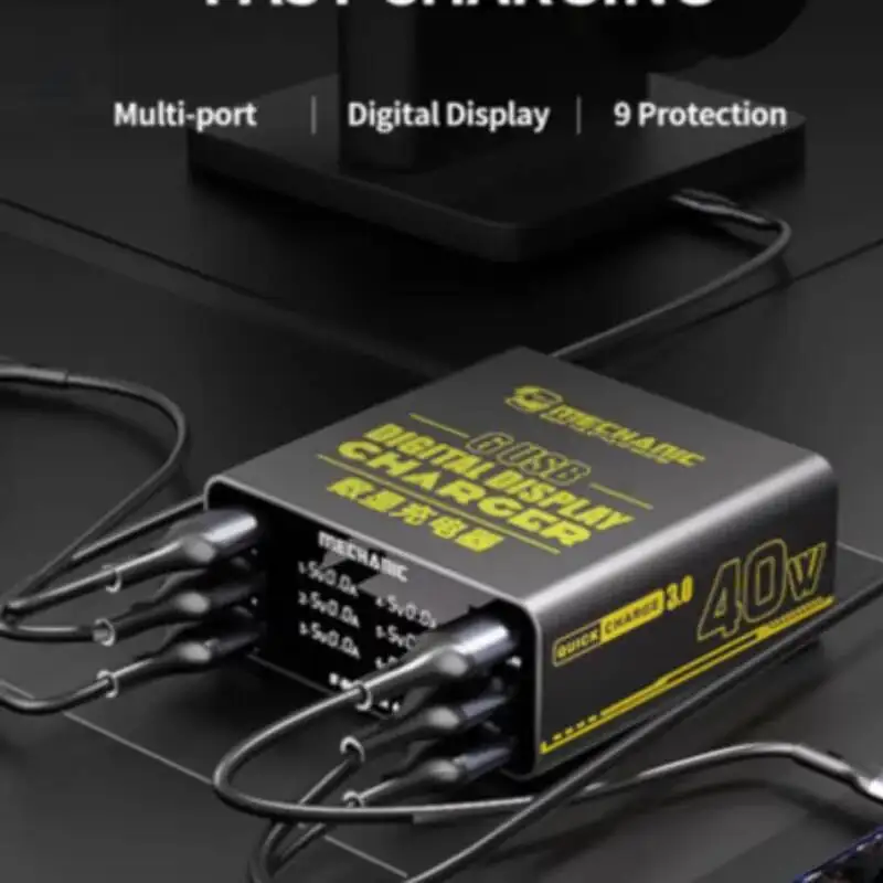 ميكانيكي سريع CharingStation شاشة ديجيتال 40 واط 6 منافذ QC3.0 شاحن USB آيفون/شاومي جميع الهواتف الساعات الذكية F-Power 6