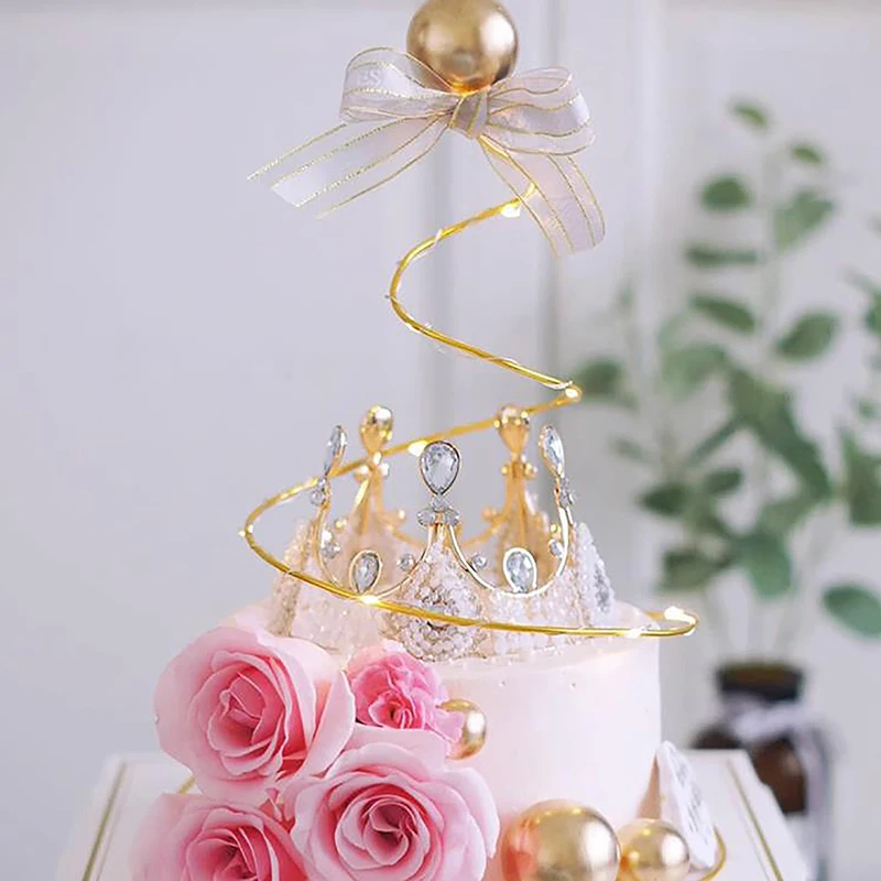 

1PCS Cake Decorated with Gold Silver Crystal Stars Circles Wishing Trees Dress Ornaments Cake Stand Frame Decoration