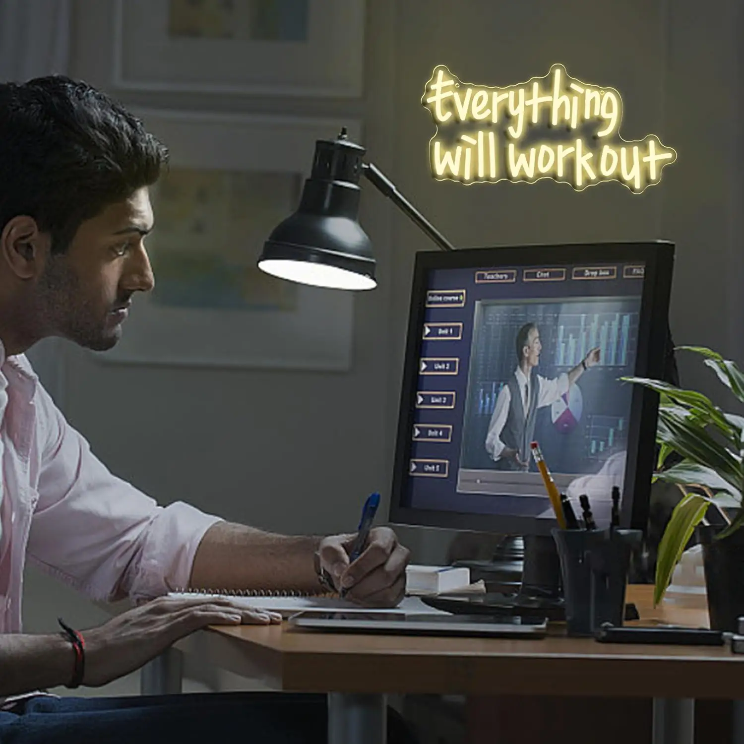 Everything Will Work Out Neon Sign Dimmable LED Light For Bedroom Office School Cafe Party Inspirational Themed Wall Decoration