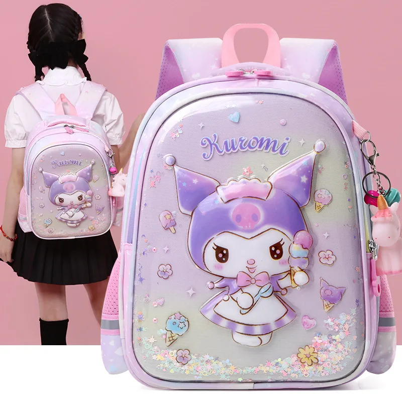 Kulomi-mochila feminina, classe média e grande, mochila tridimensional dos desenhos animados, mochila para meninas pré-escolares, crianças