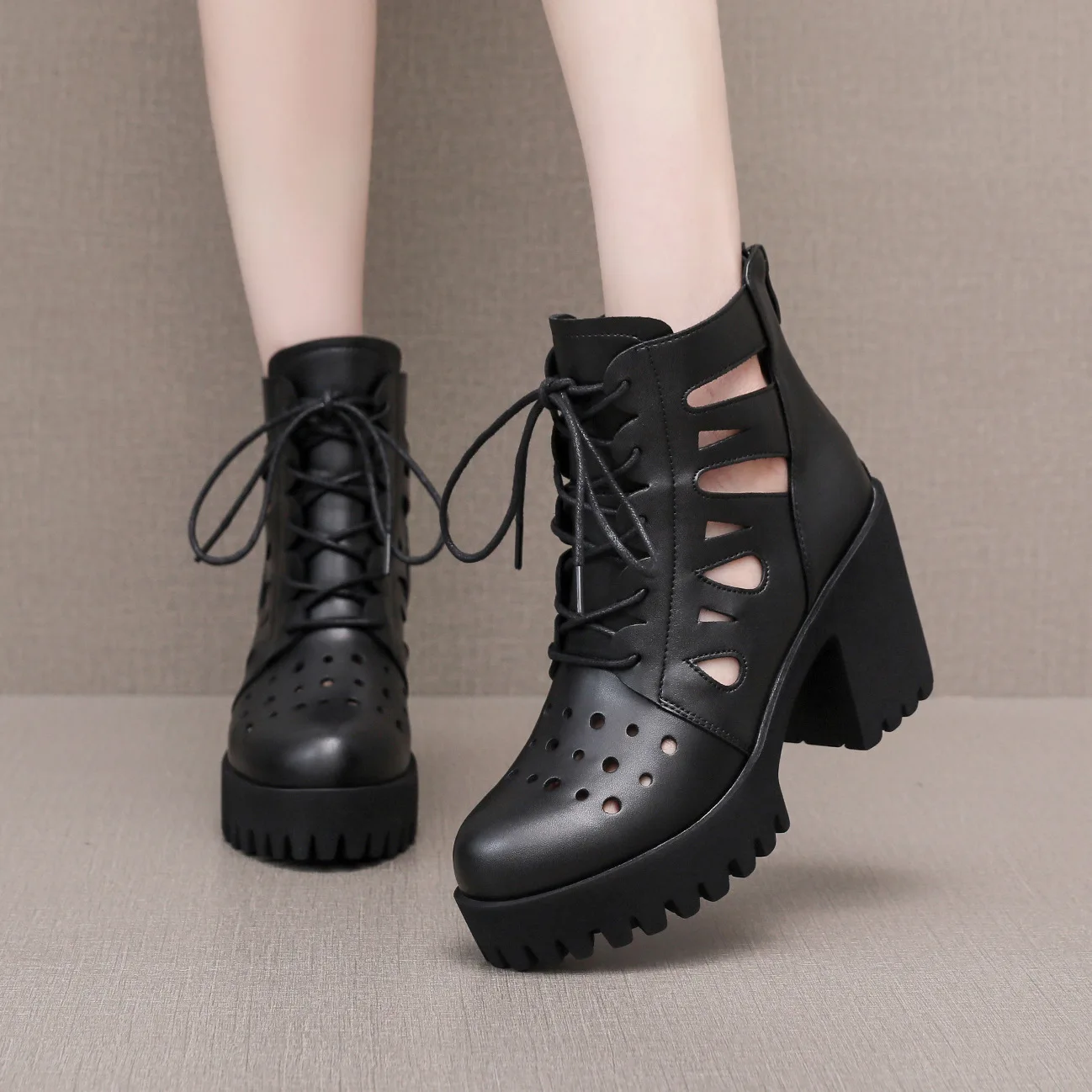 Sandalias De Plataforma De Cuero Genuino Elegantes De 8Cm, Tallas Grandes 32-43, Modelo 2026 Para Mujer, Sandalias De Tacón Alto Con Tiras Para Oficina — -32%, 17.33€ Coupon, from 35.19€ – 32% descuento – €35.19