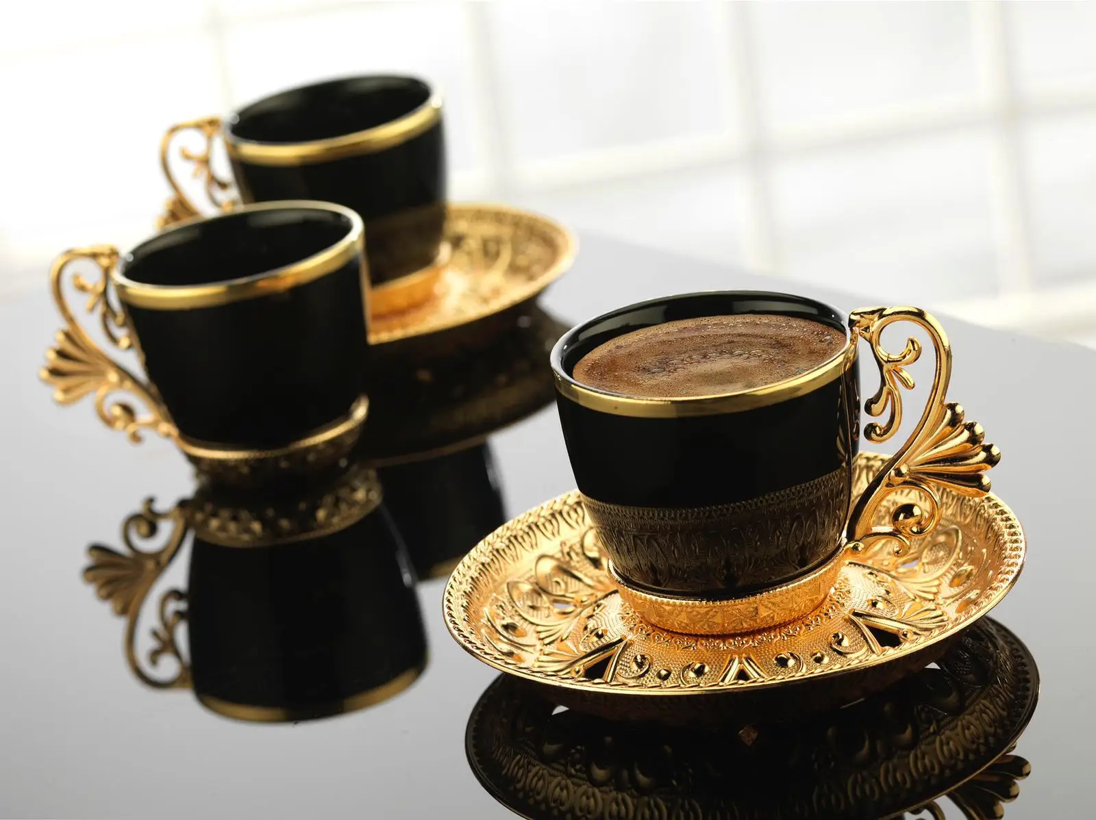 LaModaHome Espresso Coffee Cups Set, English Arabic Greek Coffee Set Coffee Cup For Women, Men, adults, Guests, New Home Weddi