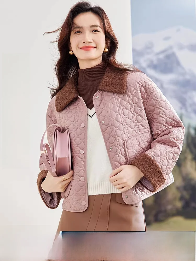 

Женская хлопковая бейсбольная куртка Ele, зимняя модная верхняя одежда прямого кроя с длинным воротником све, застежка на одной пуговице