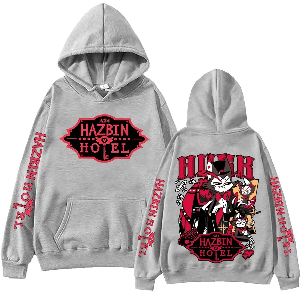 2026 Bestseller Hazbin Hotel Husk Print Kapuzenpullover Unisex Oversized Vintage Sweatshirt Trendige Streetwear für den Alltag – Detail 5
