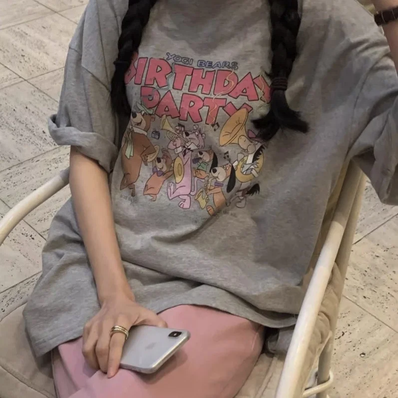 

Summer Cotton Digital Print T-irt Loose Fit round Ne ort Sve ex Casual Wear Comfortable Breathable Tee irt