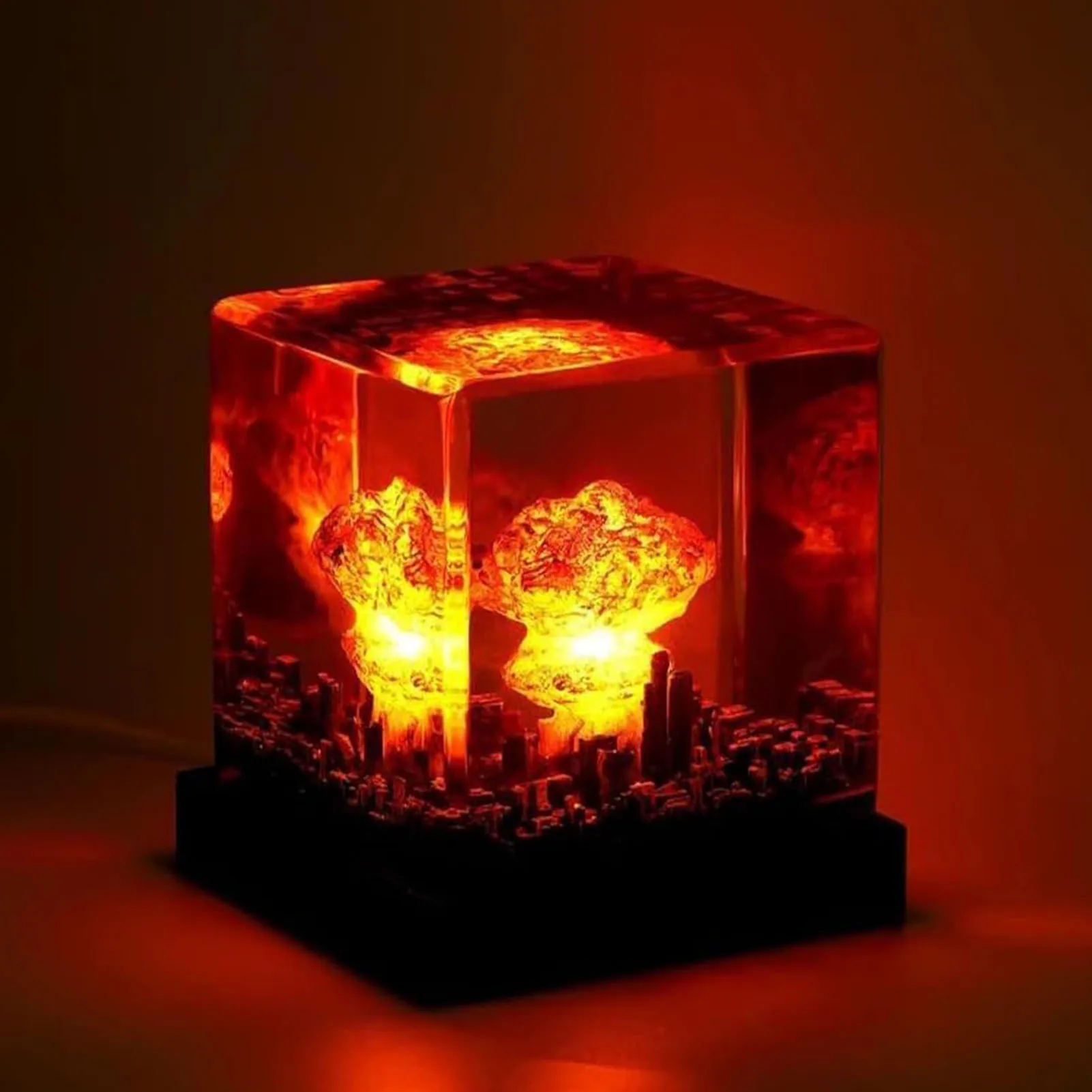 

Resin Mushroom Cloud Nightlight Decoration Creative Simulated Explosion Mushroom Cloud Desktop Decor Interesting Gift Bomb Model