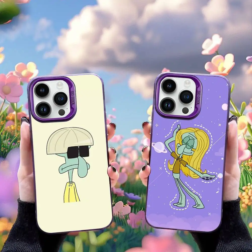 

Squidward Tentacles Phone Case For iPhone 16,15,14,13,12,11,Mini,Pro,SE,MAX Purple Matte Silicone Cover