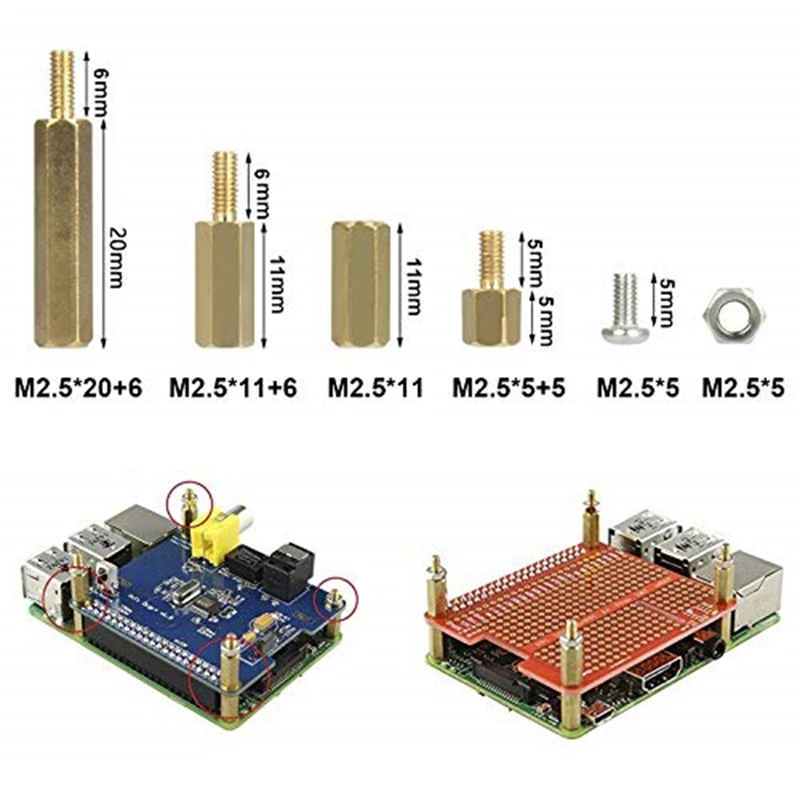 120 шт. установочный инструмент для Raspberry Pi 4 Model B/3B +/3B M2.5 серия Шестигранная латунная колонка/гайки + комплект винтов и аксессуаров