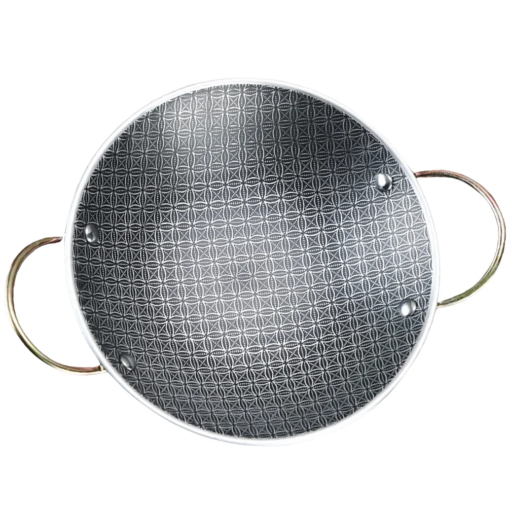 الفولاذ المقاوم للصدأ وعاء جاف مقبض مزدوج مقلاة الطبخ للمطبخ المنزل مطعم استخدام تجهيزات المطابخ متعددة الوظائف إناء/ قدر