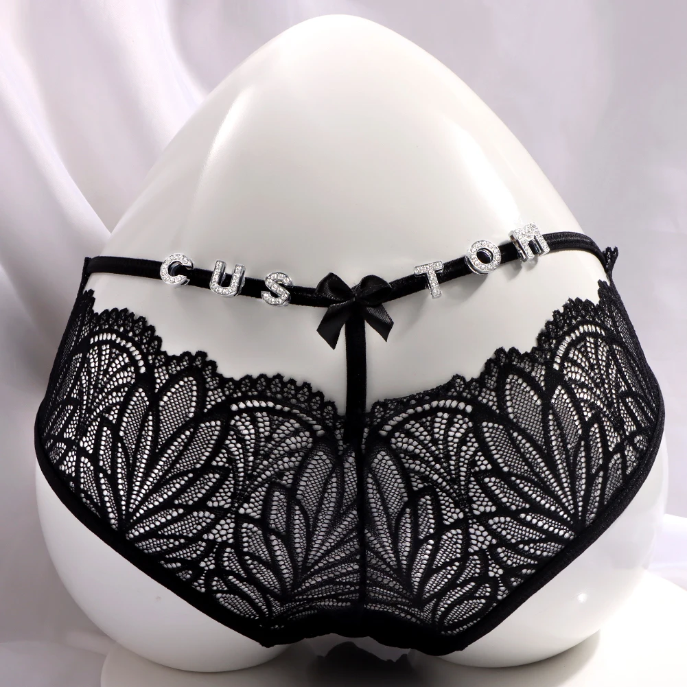 اسم مخصص جوفاء من الدانتيل ثونغ للنساء ، سراويل مخصصة ، ملابس داخلية شخصية ، سلاسل الجسم ، هدية المجوهرات