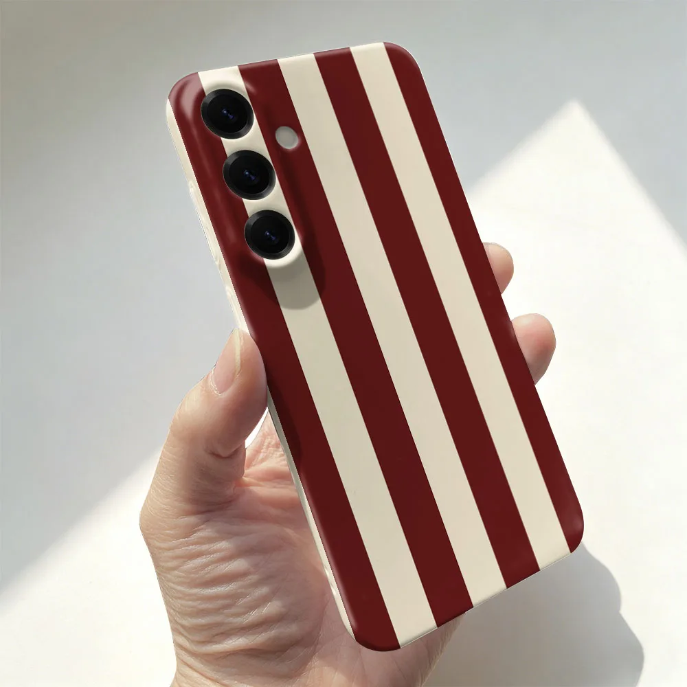 Red White Striped Case For Samsung A55 54 53 52 71 73 12 13 14 15 16 17 23 25 26 32 34 35 36 Hard PC Phone Cover Capa Coque
