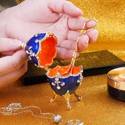 Easter Gift Box Trinket Box with Hinged Faberge Egg Enameled Jewelry Box Classic Ornaments for Home Decoration Alloy Y08E