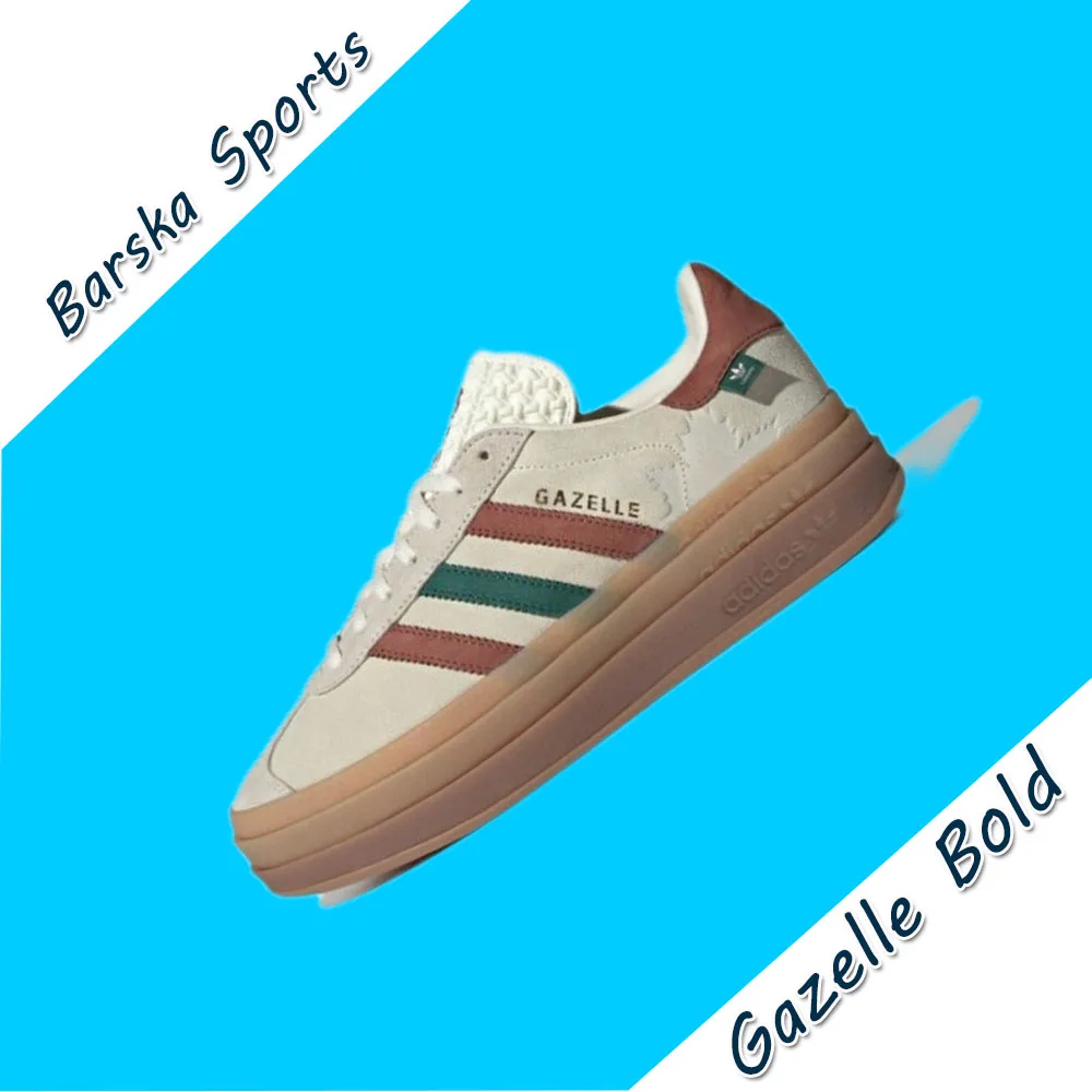 Adidas GAZELLE BOLD Thick Sole Heightened Women's Board Shoes Casual Sport Skateboarding Shoes comfortable Sneakers Beige&Brown