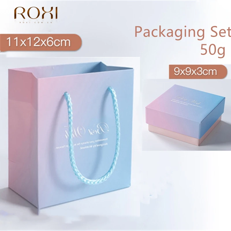 

ROXI High Quality Gift Paper Tote Bag+Box Packaging Set Express Love Light And Portable Bag For Wedding Jewelry Rings&Necklaces