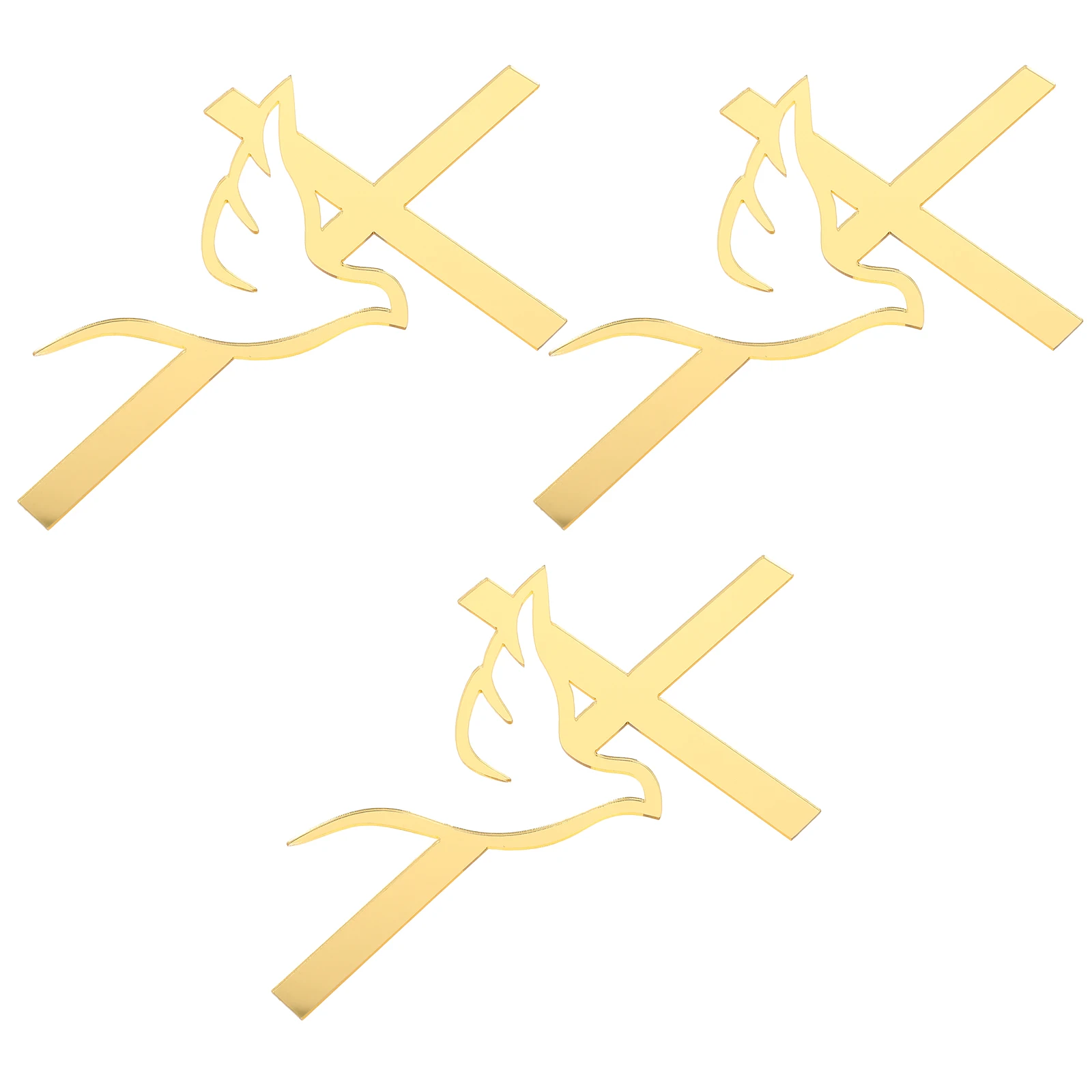 

3Pcs Acrylic Cross Dove Cake Decor Cake Inserted Toppers Baptism Wedding Party Dessert Decorations Wedding Party Props