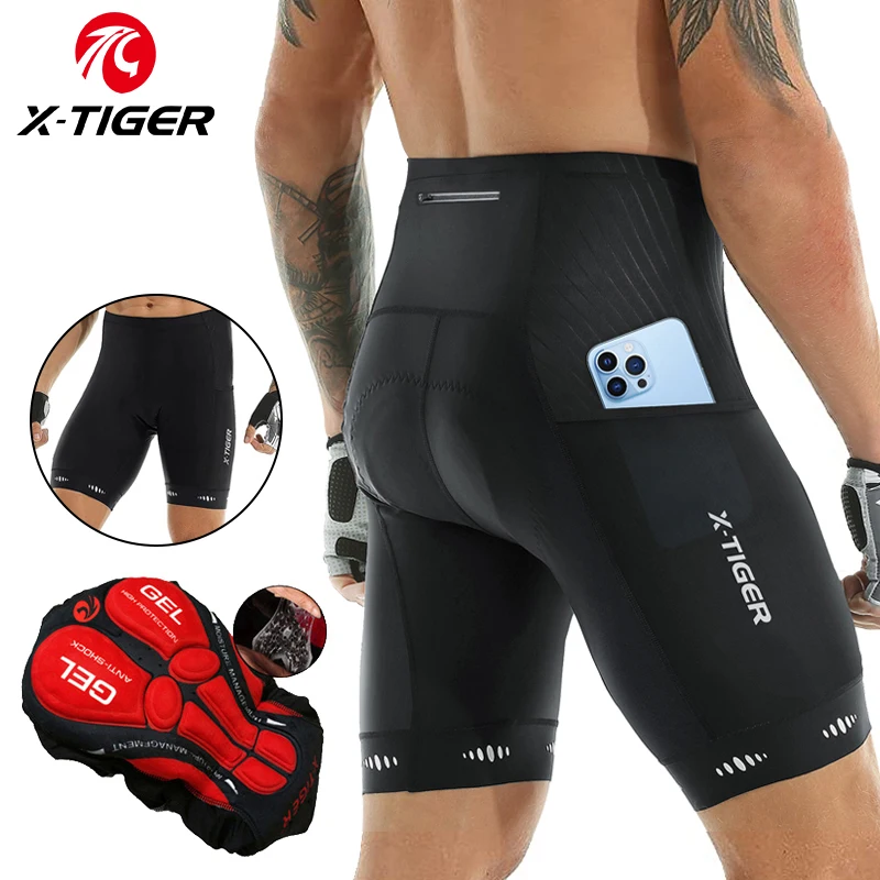 

X-TIGER Men's Cycling Shorts Coolmax 5D Padded Bicycles Riding Pants Shockproof MTB Bike Shorts Biking Cycle Wear Tights