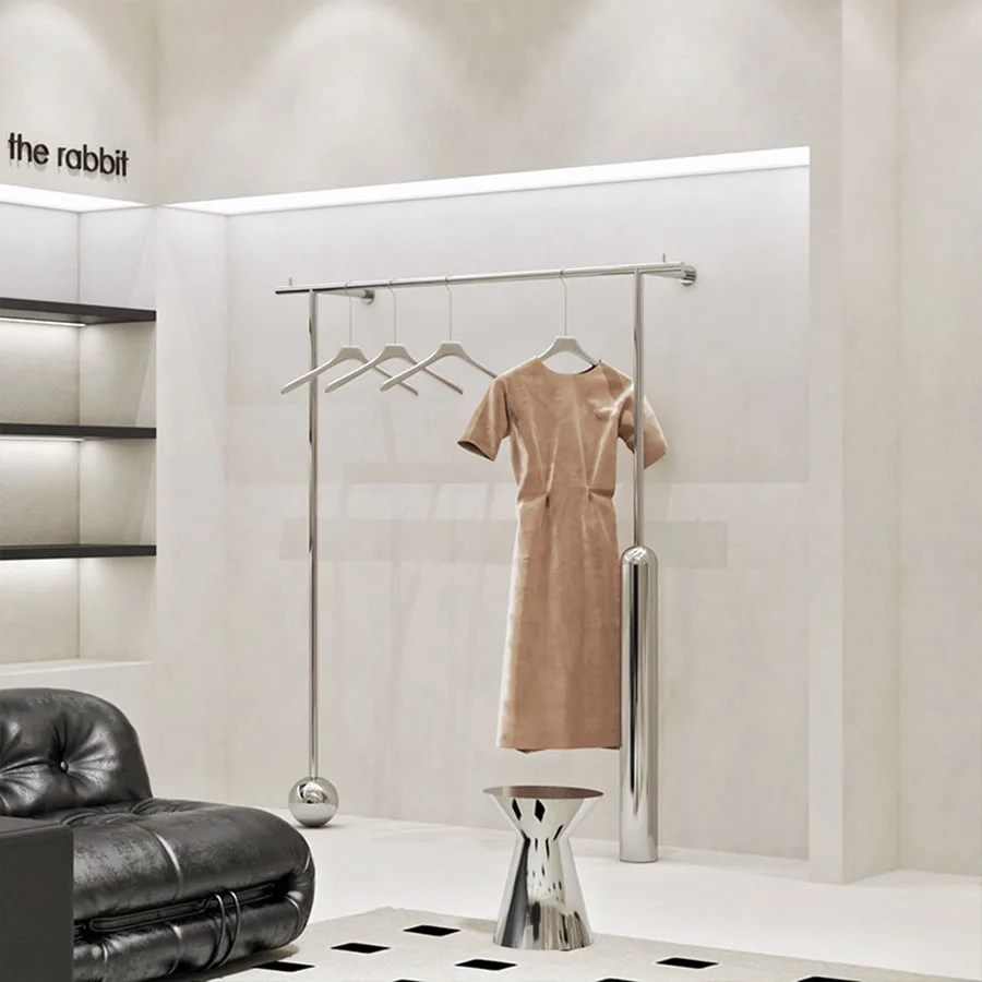 Commercial Cloth Racks Clothing Shop Store Bar Free Standing Boutique Luxury Clother Hanger Modern Cabideiro Indoor Furniture