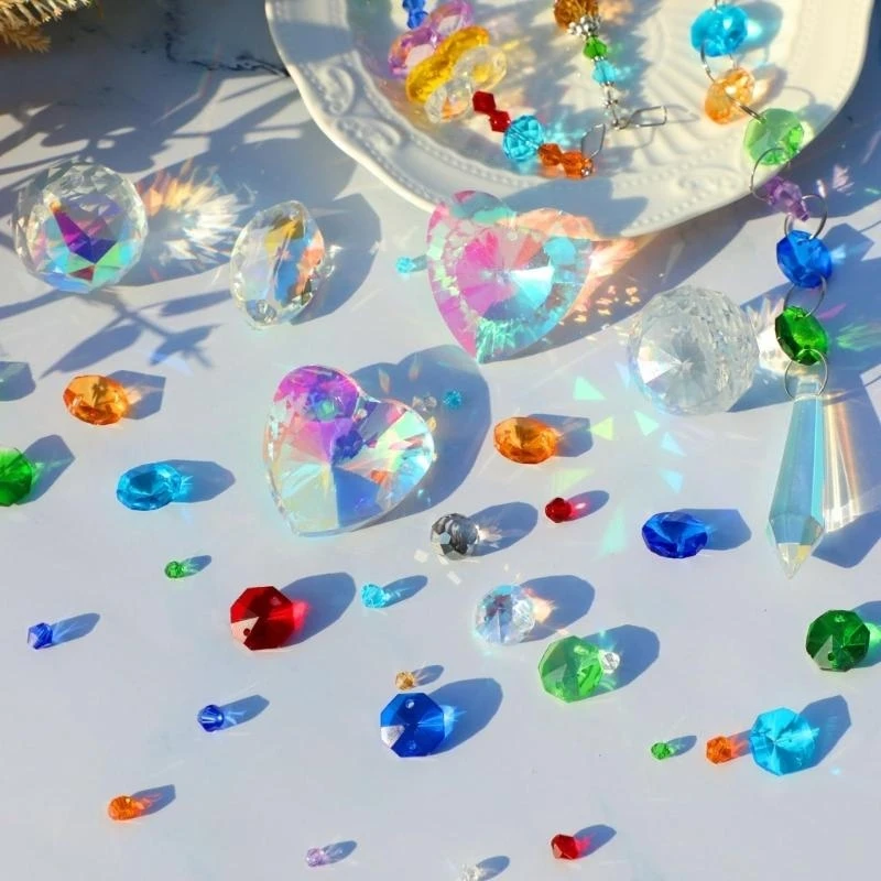 Bead Crafting Set Colorful Glass Beads for Custom Jewelry and Window Decorations