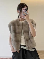 HDHOHR 2026 High Quality Real Mink Fur Vast Full Pelt Fur Coats Fashion Easy Match Natural Mink Fur Jacket Female Fur Warm Vast