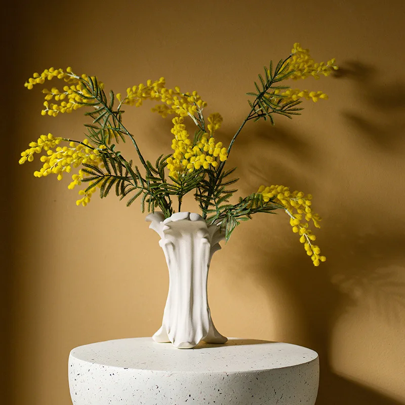 European Black‑White Glazed Ceramic Vase Hydroponic Dried Flower Container High‑Grade Home Tabletop Decor Ornament