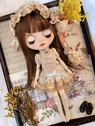 Dula Doll Clothes Dress Vintage tea dyeing skirt Blythe Qbaby ob24 ob22 Azone Licca ICY JerryB 1/6  Doll