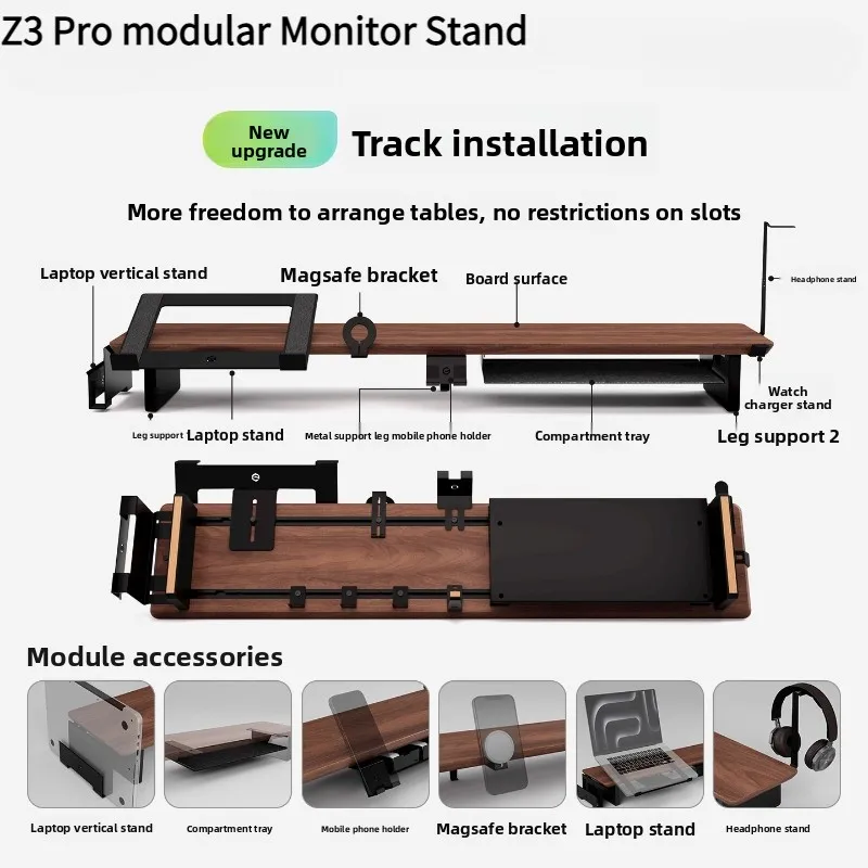 Z3 Pro وحدات مراقب الناهض الخشب الصلب سطح المكتب مصعد حامل شاشة الكمبيوتر حامل مريح مكتب عمل منظم النظام #1