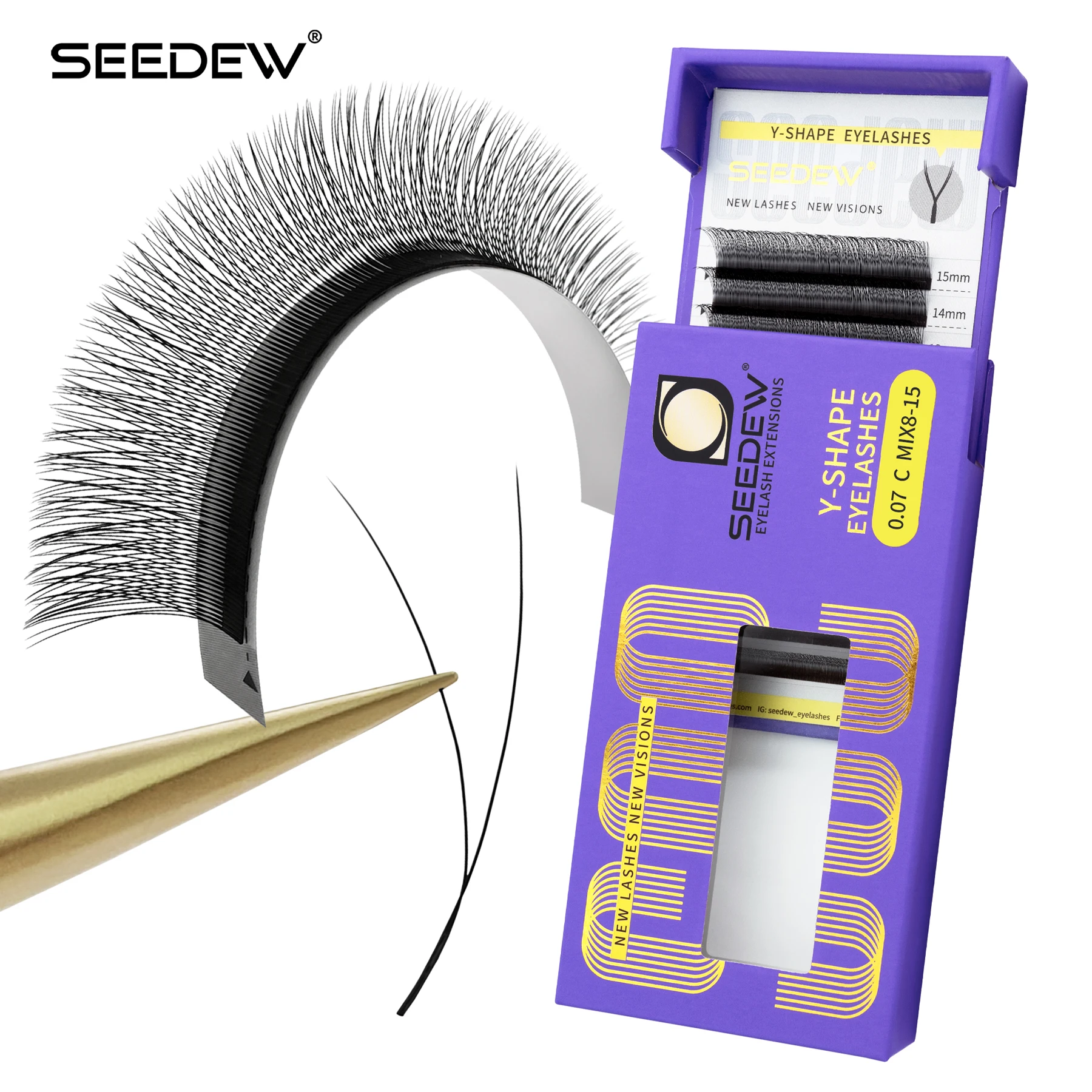 SEEDEW 0.07/0.10 Single Tip 2D V-Shaped Eyelashes Extension Small Velvet Flower Grafting False Eyelashes Soft Natural Lashes