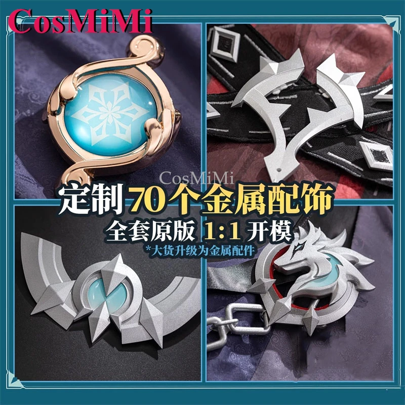 CosMiMi Wriothesley Cosplay Game Genshin Impact Costume Gorgeous Handsome Battle Uniform Carnival Party Role Play Clothing S-XXL