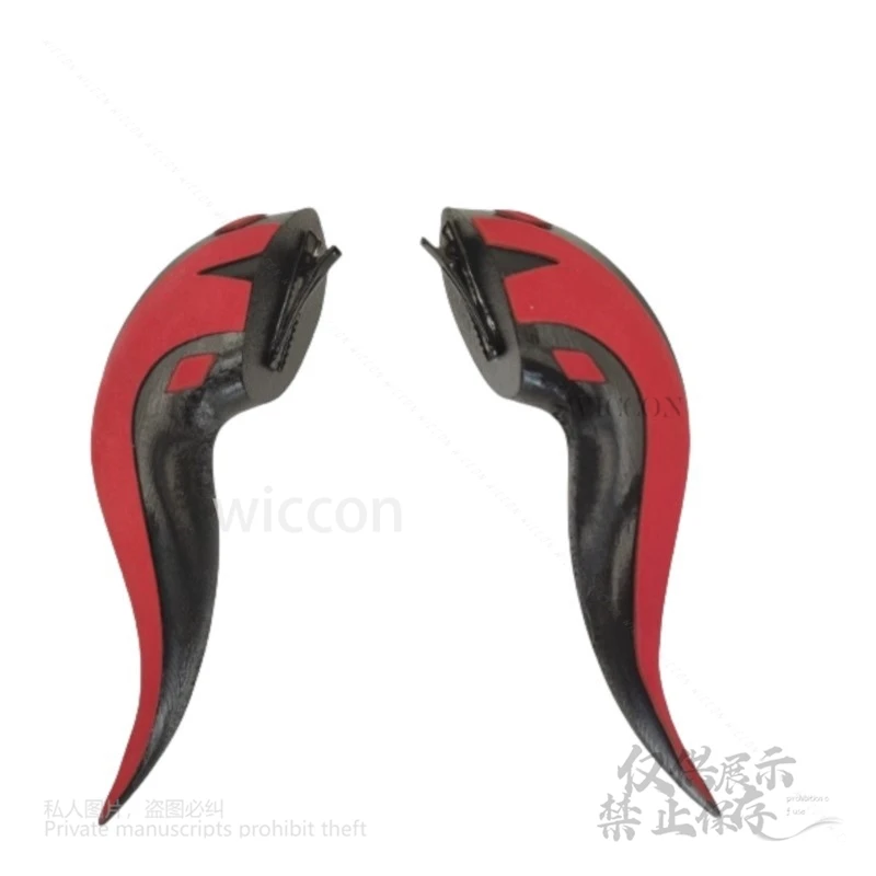 게임 겐신 임팩트 코스프레 3D 프린트 수제 간유 17cm 뿔 벨 코스프레 액세서리 빨간색과 검은색 뿔 머리 장식 여성 의상