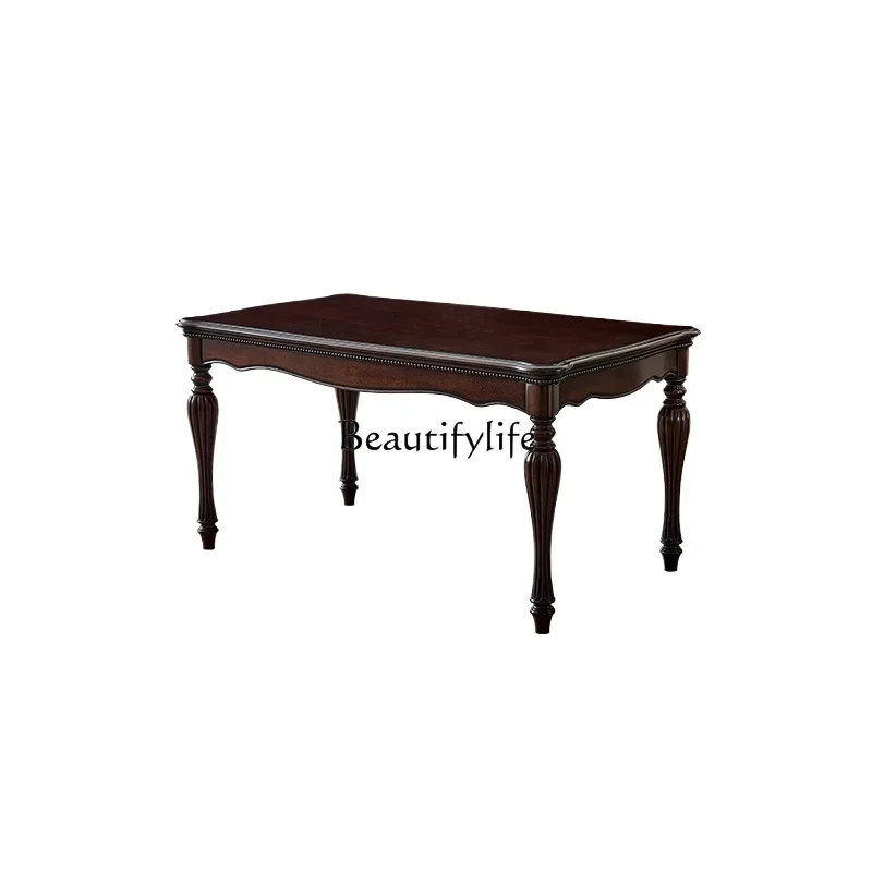 

D33American solid wood dining table 1.5m gold silk teak household gold silk teak dining table combination