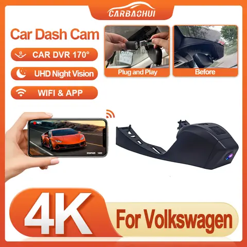 Plug and play HD 4k 2160p Car DVR Video Recorder Dash Cam Camera For VW Volkswagen T-Roc T Roc Troc 2017~2025 Night vision